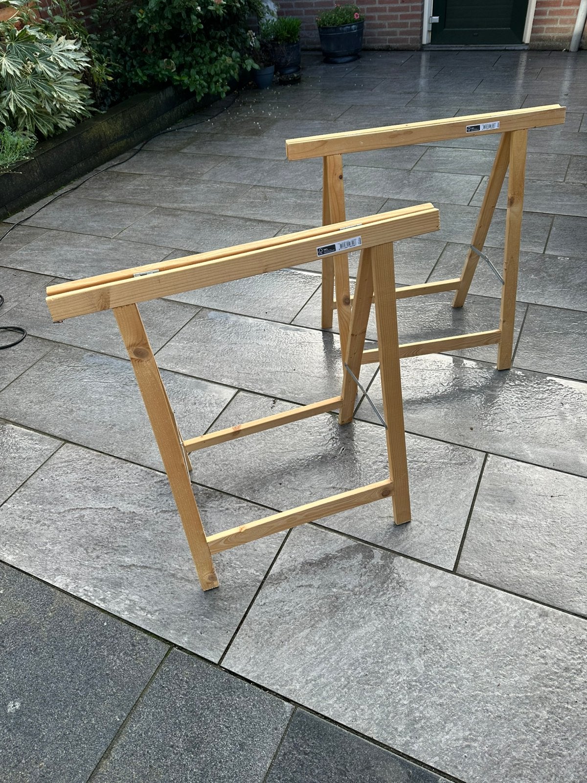 2 houten schragen., Ophalen, Zo goed als nieuw, Overige typen, Minder dan 2 meter