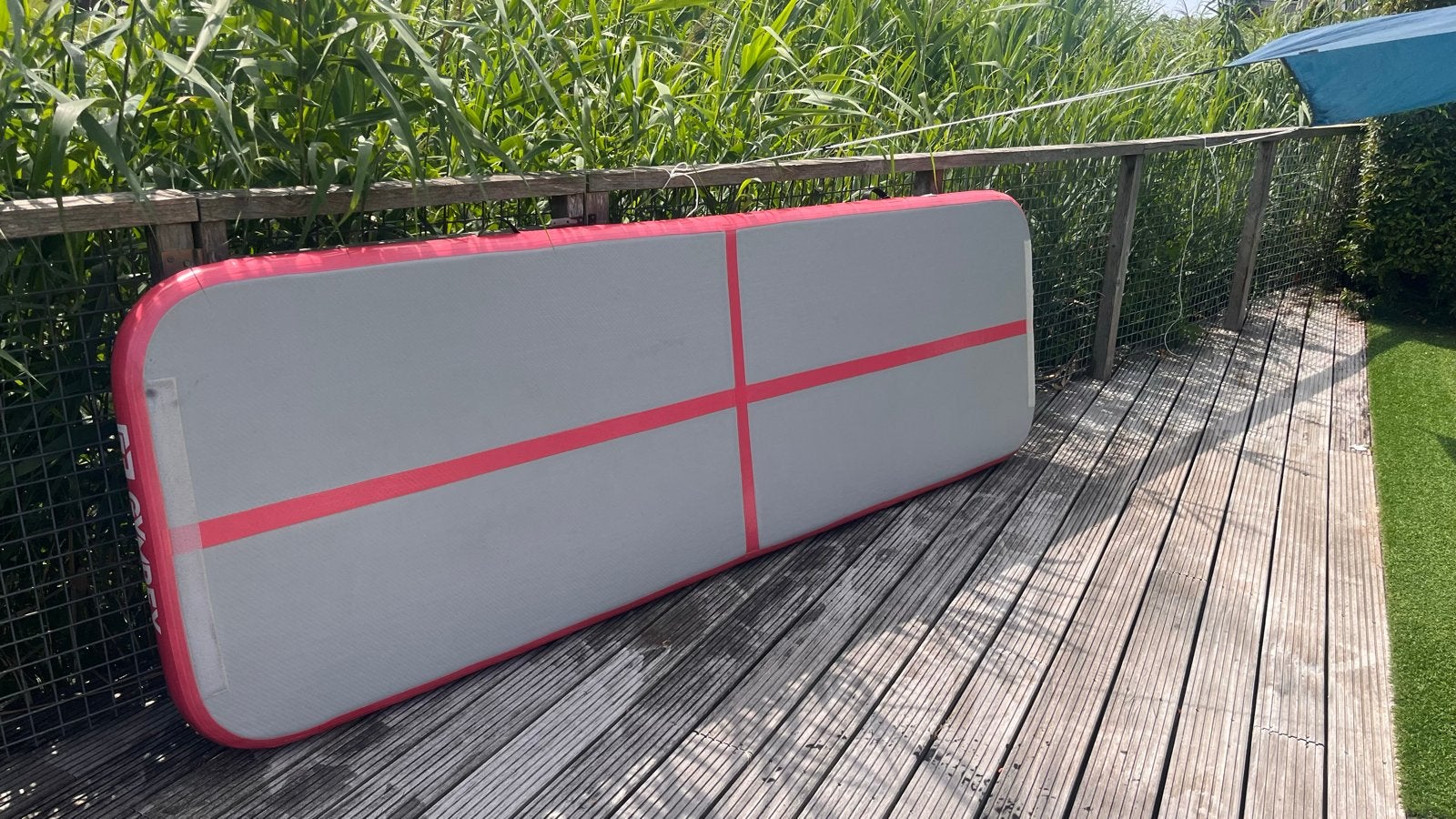 Gymrex Airtrack Mat - Turnmat - Roze/Grijs, Sport en Fitness, Turnen, Ophalen of Verzenden, Zo goed als nieuw, Roze, Materiaal