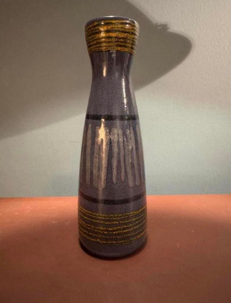 Vintage West Germany vaas Scheurich 520-28.426, Huis en Inrichting, Woonaccessoires | Vazen, Blauw, Aardewerk of Porselein, Ophalen of Verzenden