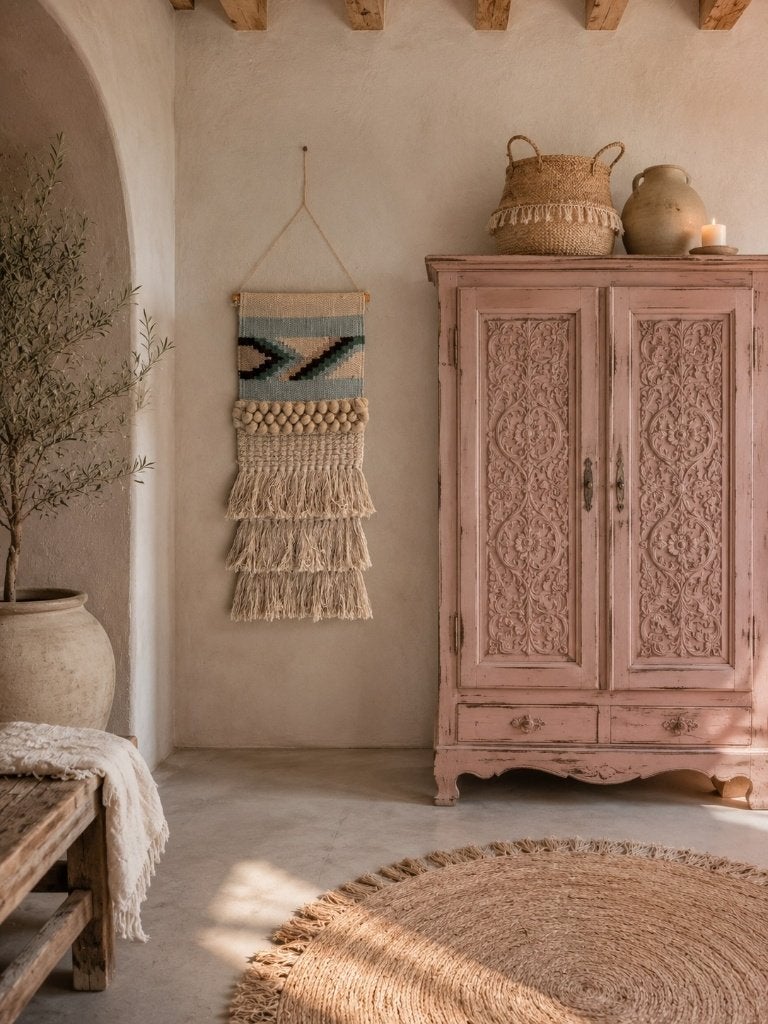 Boho wandkleed met franjes – geweven wandhanger 75 cm, Ophalen of Verzenden
