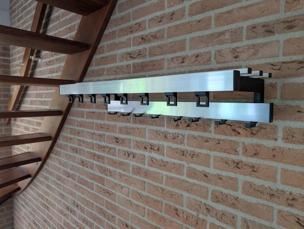 Wandkapstok vintage chromen kapstok jaren 70 railrack, Huis en Inrichting, Woonaccessoires | Kapstokken, Gebruikt, Nvt, Minder dan 100 cm