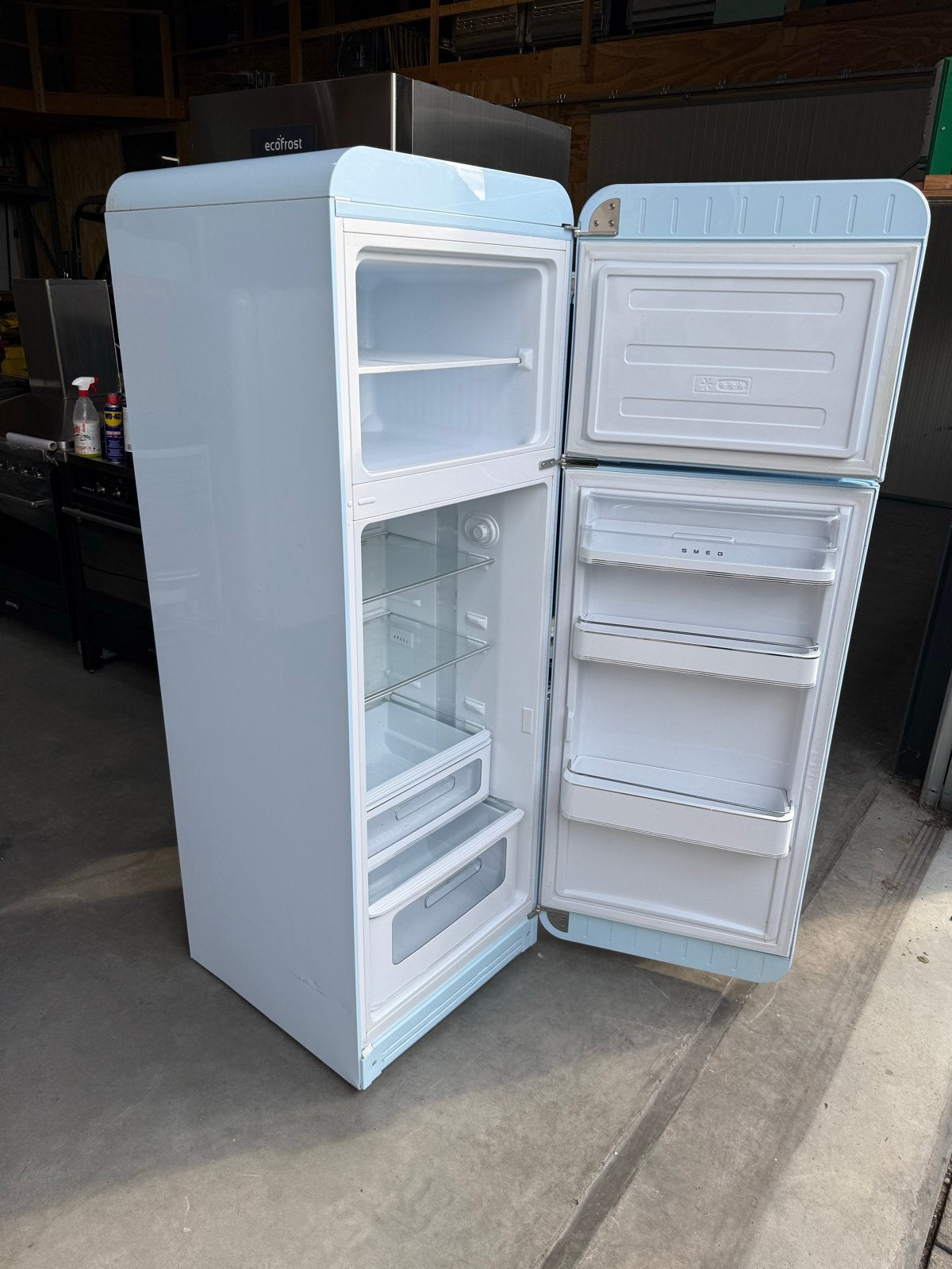 Smeg Koelkast met Vriezer - Lichtblauw Retro Design, 150 tot 200 liter, Bella, Ophalen of Verzenden, Zo goed als nieuw