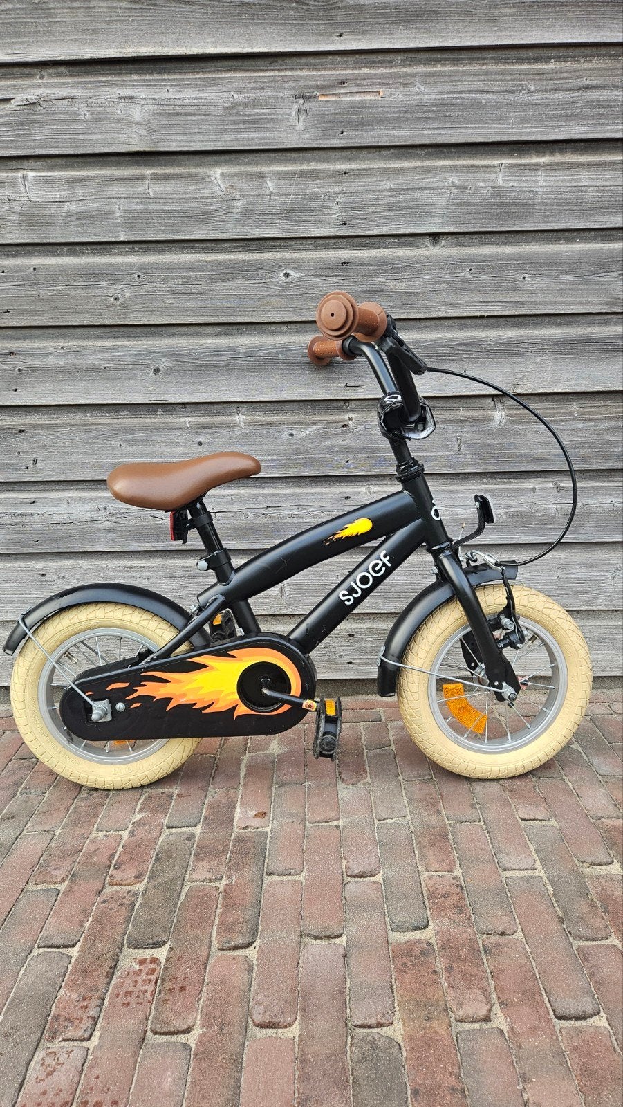 SJOEF Cruise Jongensfiets 14 inch - Mat Zwart, Ophalen, Zo goed als nieuw, Terugtraprem, Overige merken