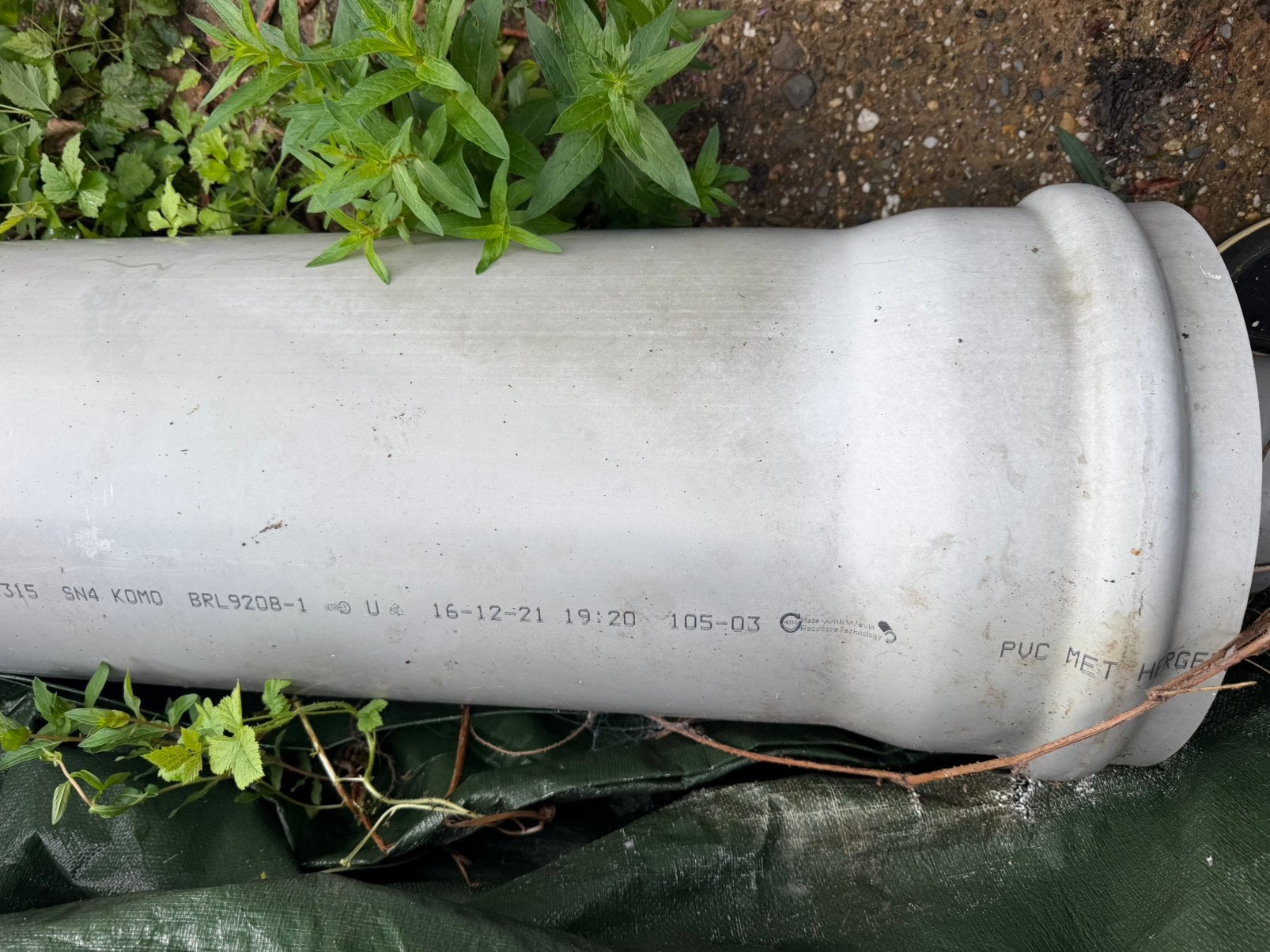 Pvc buis diameter 315 mm, ongebruikt. Met mof, Ophalen, Pvc, 4 tot 6 meter, Zo goed als nieuw