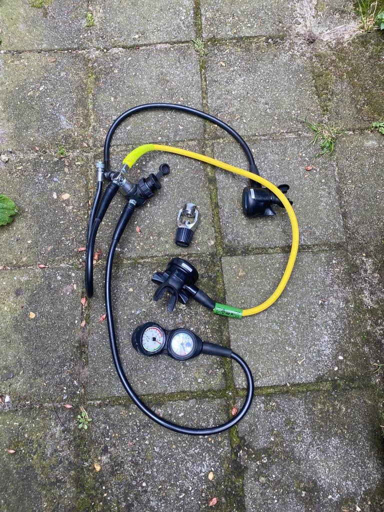 Seemann set - duikautomaat 1e en 2e trap - dieptemeter, Ophalen, Gebruikt, Duikfles