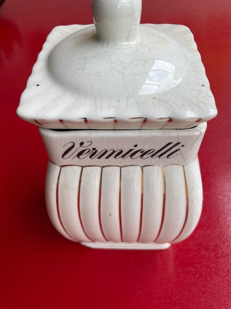 Vintage vermicelli pot, Gebruikt, Verzenden, Pot, Bus of Blik, Steen/keramiek