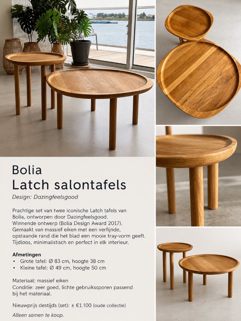 Bolia Latch salontafels eiken – set van 2, Huis en Inrichting, Tafels | Salontafels, Ophalen, Gebruikt, 50 tot 100 cm, 50 tot 100 cm