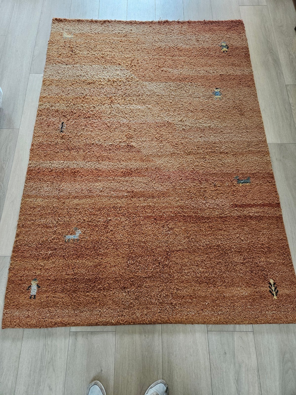Gabbeh Kleed 160x240 cm - Handgeknoopt Wollen Tapijt, Huis en Inrichting, Stoffering | Tapijten en Kleden, Ophalen, Gabbeh, Rustiek, Handgeknoopt