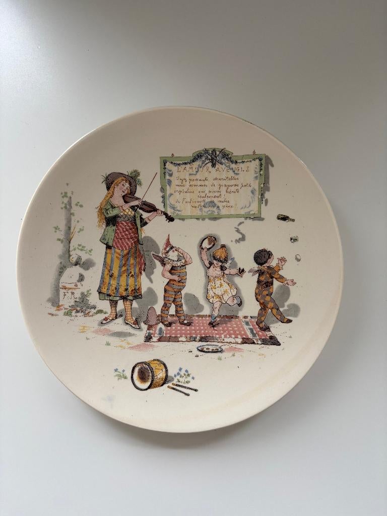 Wandbord Sarreguemines Enfants Richard, Antiek en Kunst, Ophalen of Verzenden