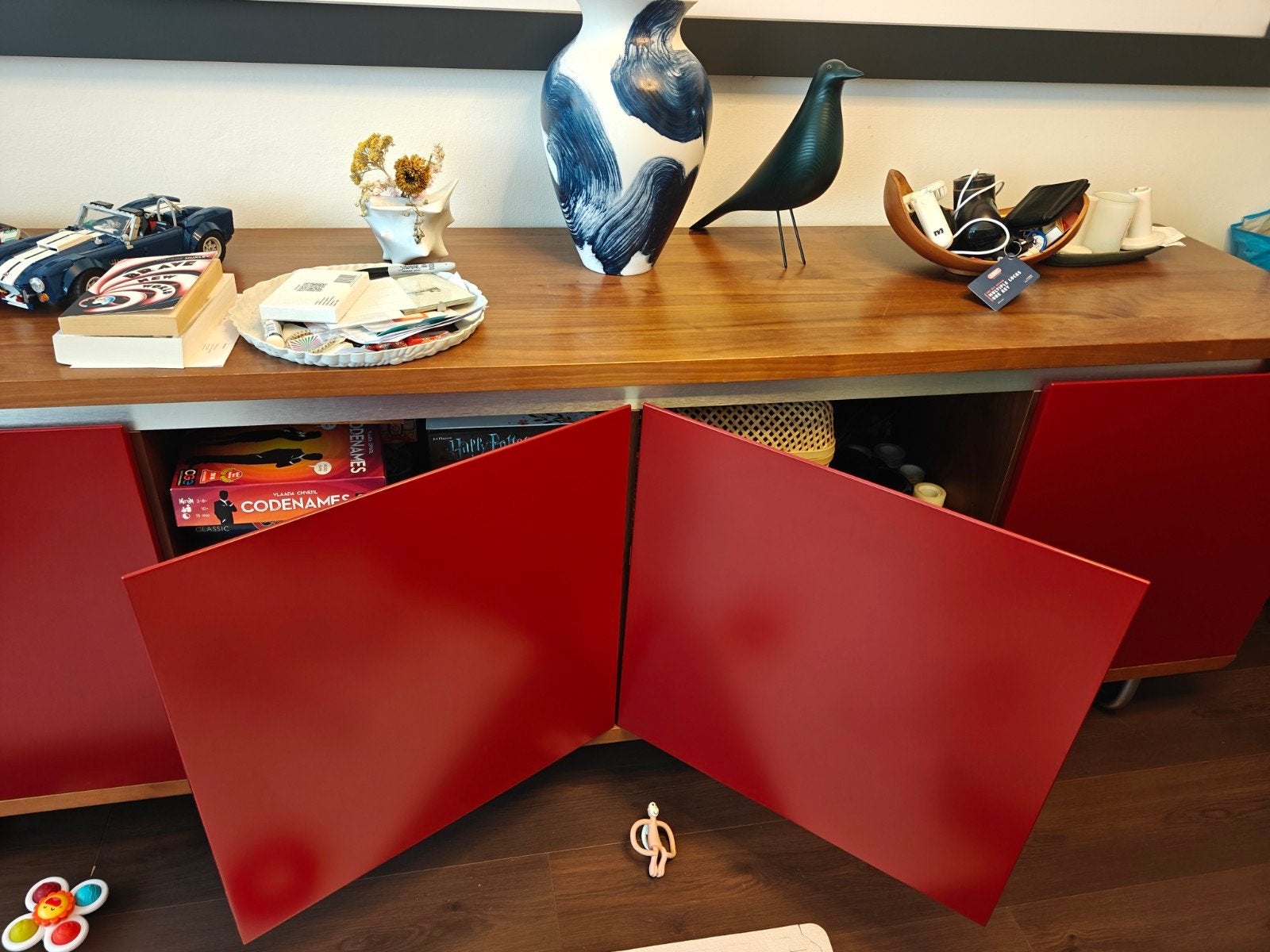 Modern dressoir met rode fronten, Ophalen, Gebruikt, 200 cm of meer, Modern