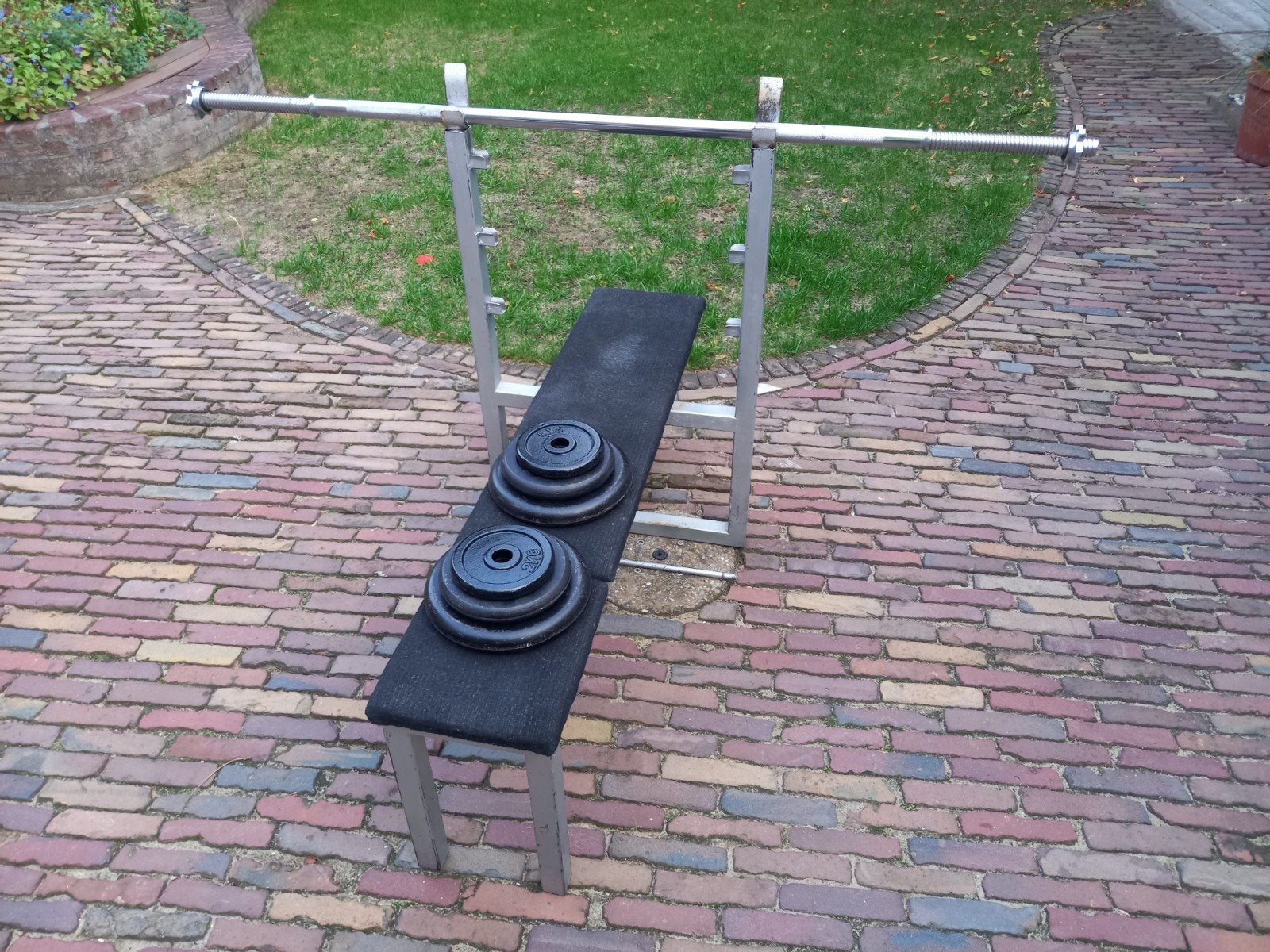 halterbank drukbank, Sport en Fitness, Ophalen of Verzenden, Gebruikt, Armen, Krachtstation