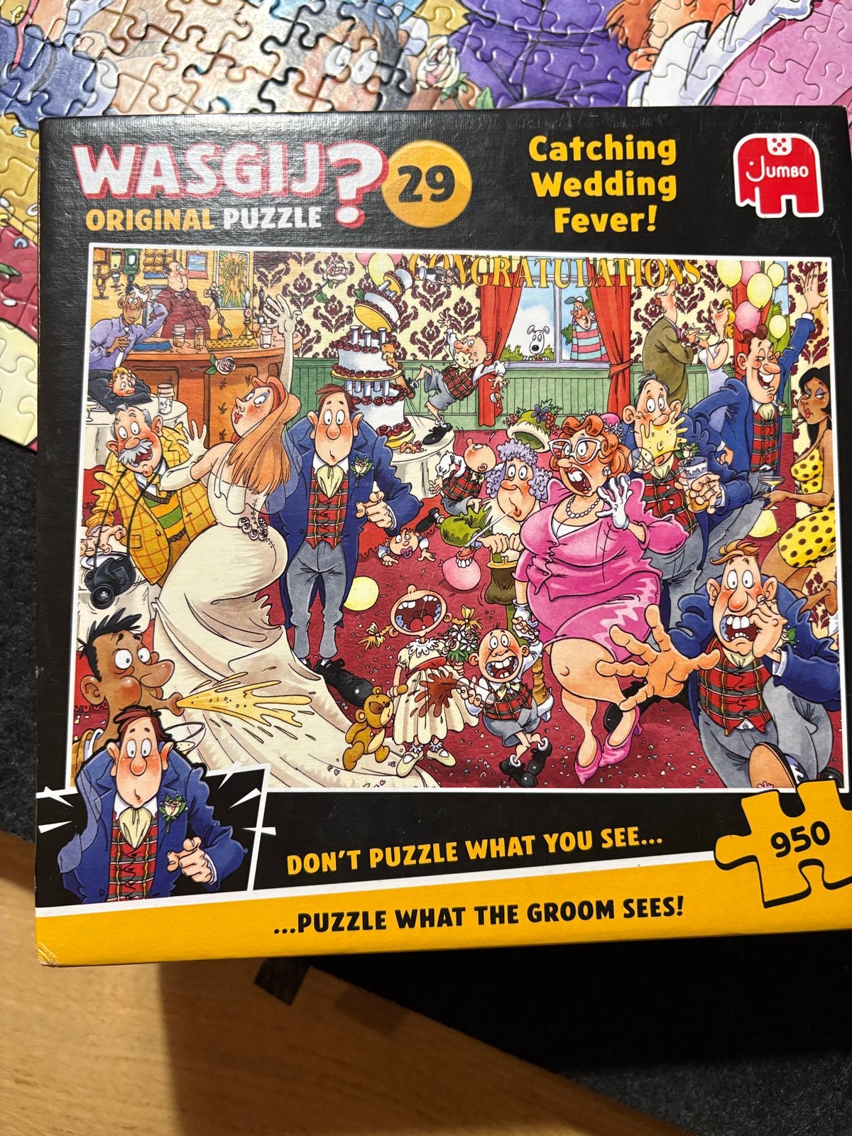 Wasgij? Original 29: Catching Wedding Fever! 950 stukjes, Ophalen of Verzenden, 500 t/m 1500 stukjes, Zo goed als nieuw, Legpuzzel