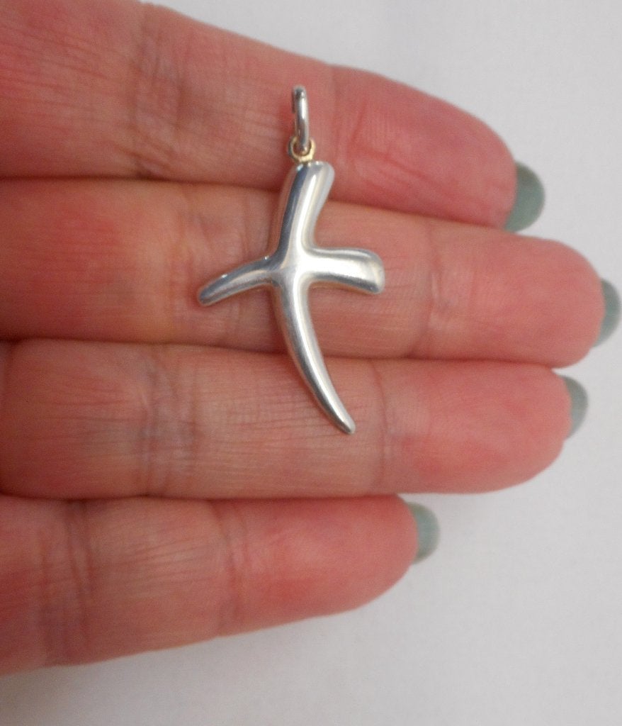 Zilveren modernist kruis hanger nr.465, Verzenden, Zo goed als nieuw, Kruis of Symbool, Zilver