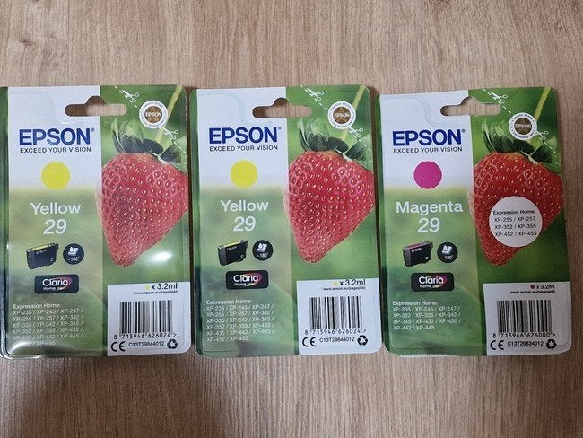 Epson inkt cardrige 2x yellow en 1x Magenta XP serie, Ophalen of Verzenden, Nieuw, Cartridge, Epson