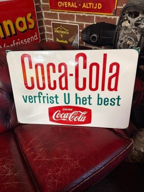 Emaille reclamebord Coca Cola - TOP STAAT!!, Verzamelen, Ophalen, Gebruikt, Reclamebord