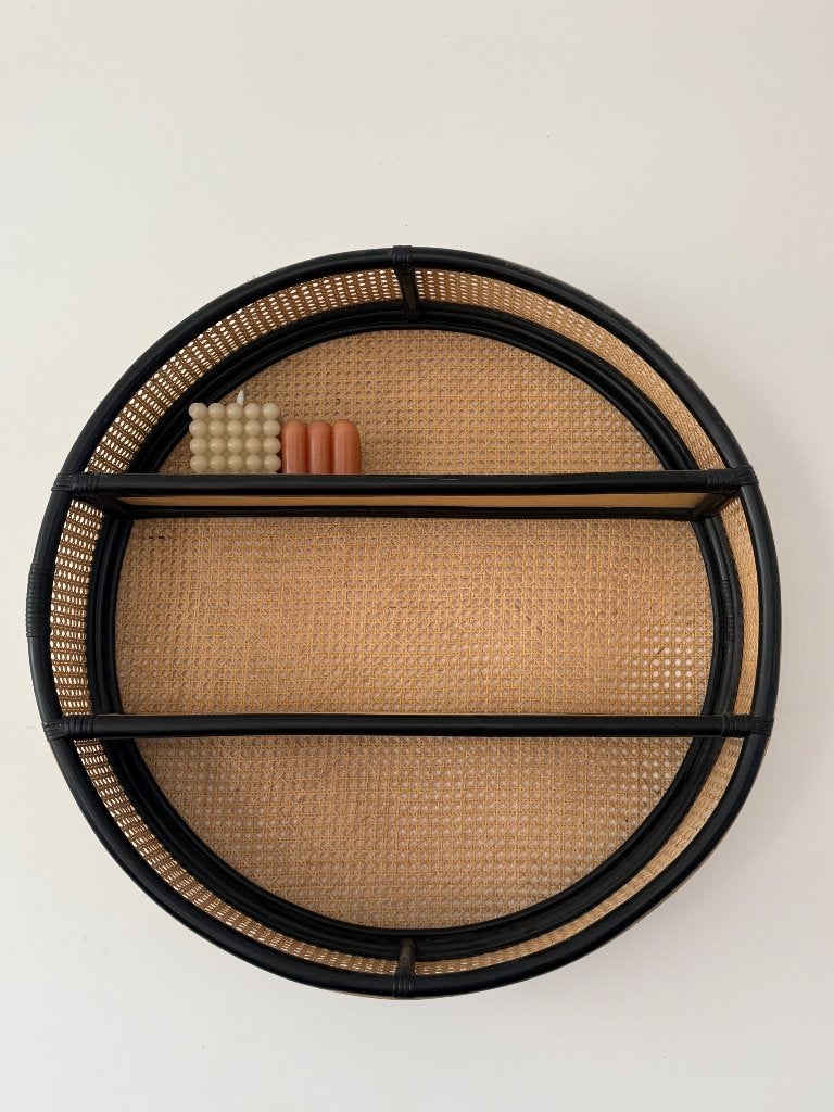 Wandmeubel rattan met zwart, Huis en Inrichting, Kasten | Wandmeubels, Ophalen, Zo goed als nieuw, Minder dan 150 cm, Minder dan 100 cm