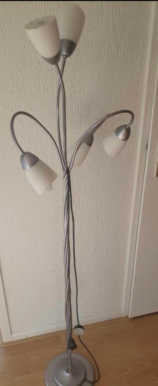 LED Vloerlamp met voetschakelaar, Ophalen, Gebruikt, E27 (groot), Glas