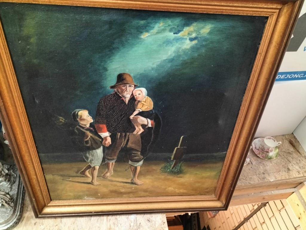 Replica Jozef Israëls - Langs Moeders Graf, Antiek en Kunst, Kunst | Schilderijen | Klassiek, Ophalen