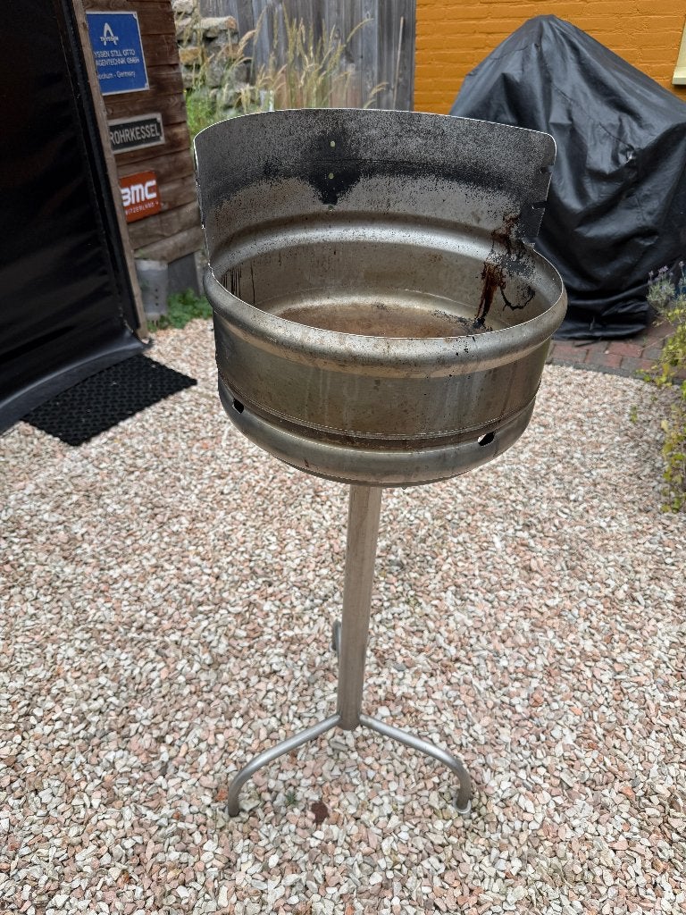 Unieke RVS biervat BBQ met snelstarter, prima staat, Ophalen, Gebruikt, Zelfbouw, Met accessoires
