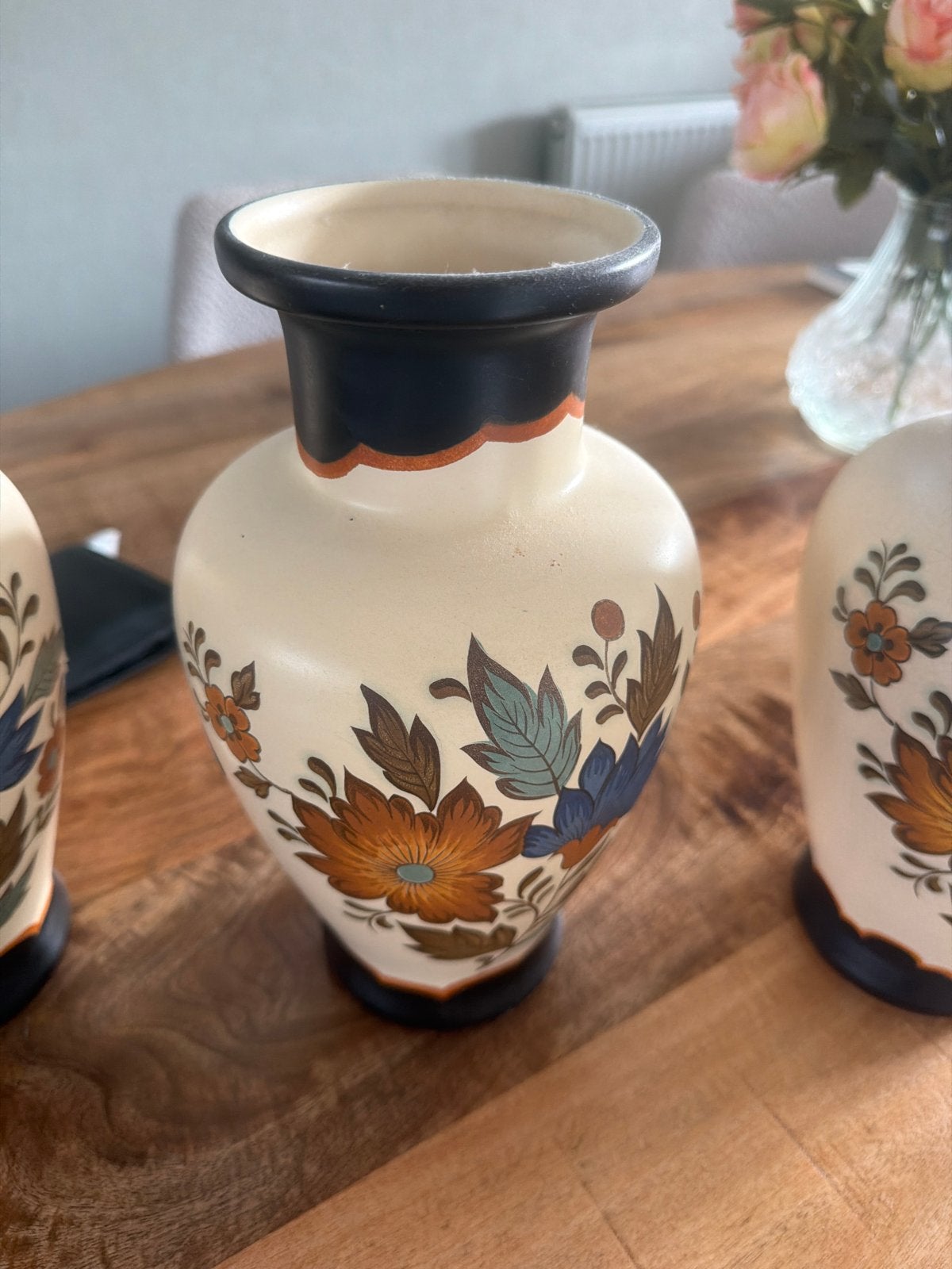 Set van 3 Flora Gouda Holland Handwerk vazen, Antiek en Kunst, Ophalen of Verzenden