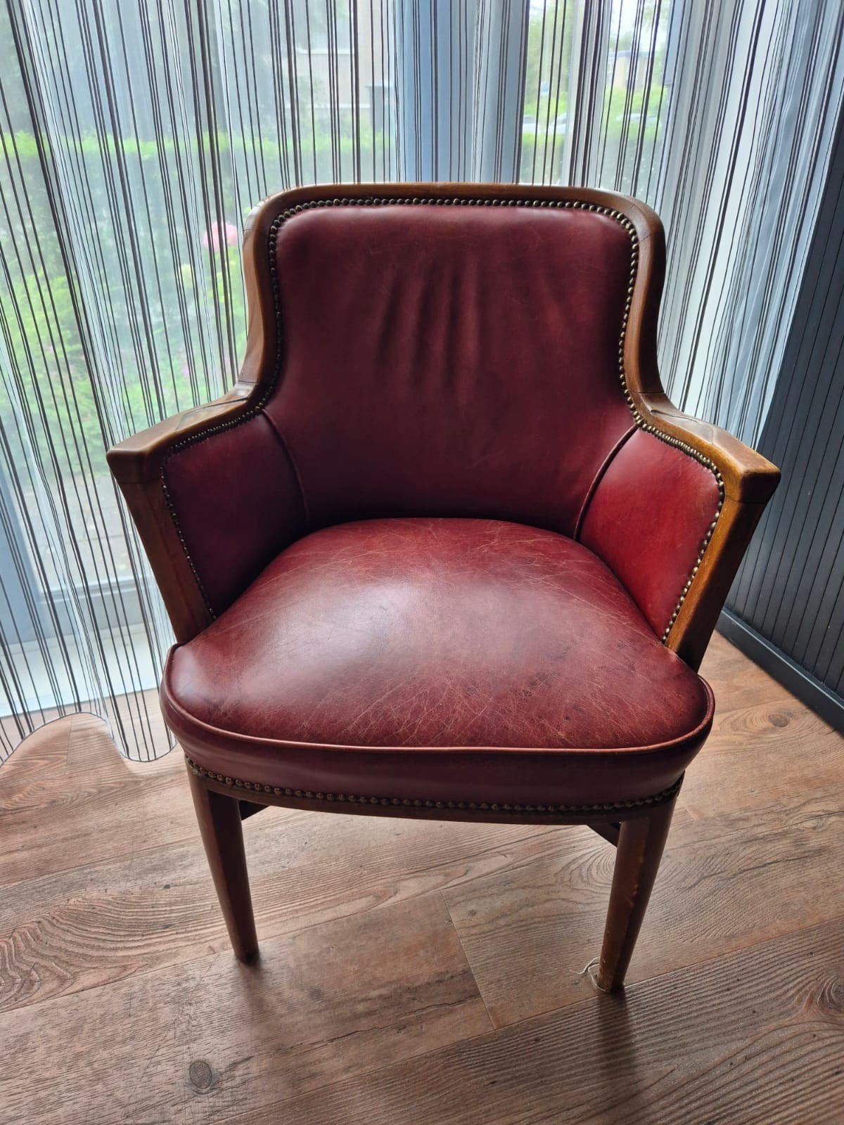 Vintage Leren Fauteuil - Klassiek Rood Design, Ophalen of Verzenden