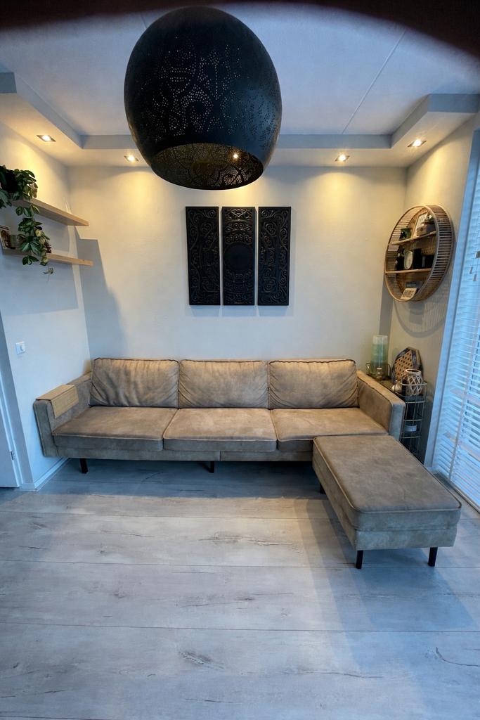 Moderne 3-zitsbank met chaise longue, elephan skin., Ophalen, 100 tot 125 cm, Hoekbank, Driepersoons