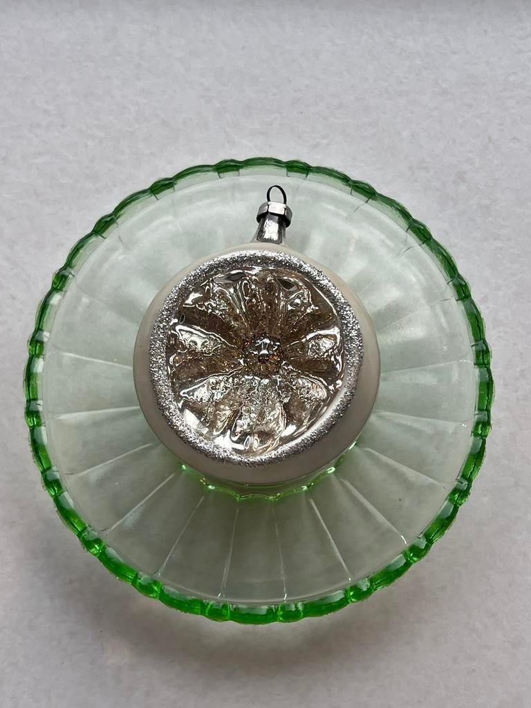 Vintage deukbal kerst zilver glitter, Ophalen of Verzenden, Zo goed als nieuw