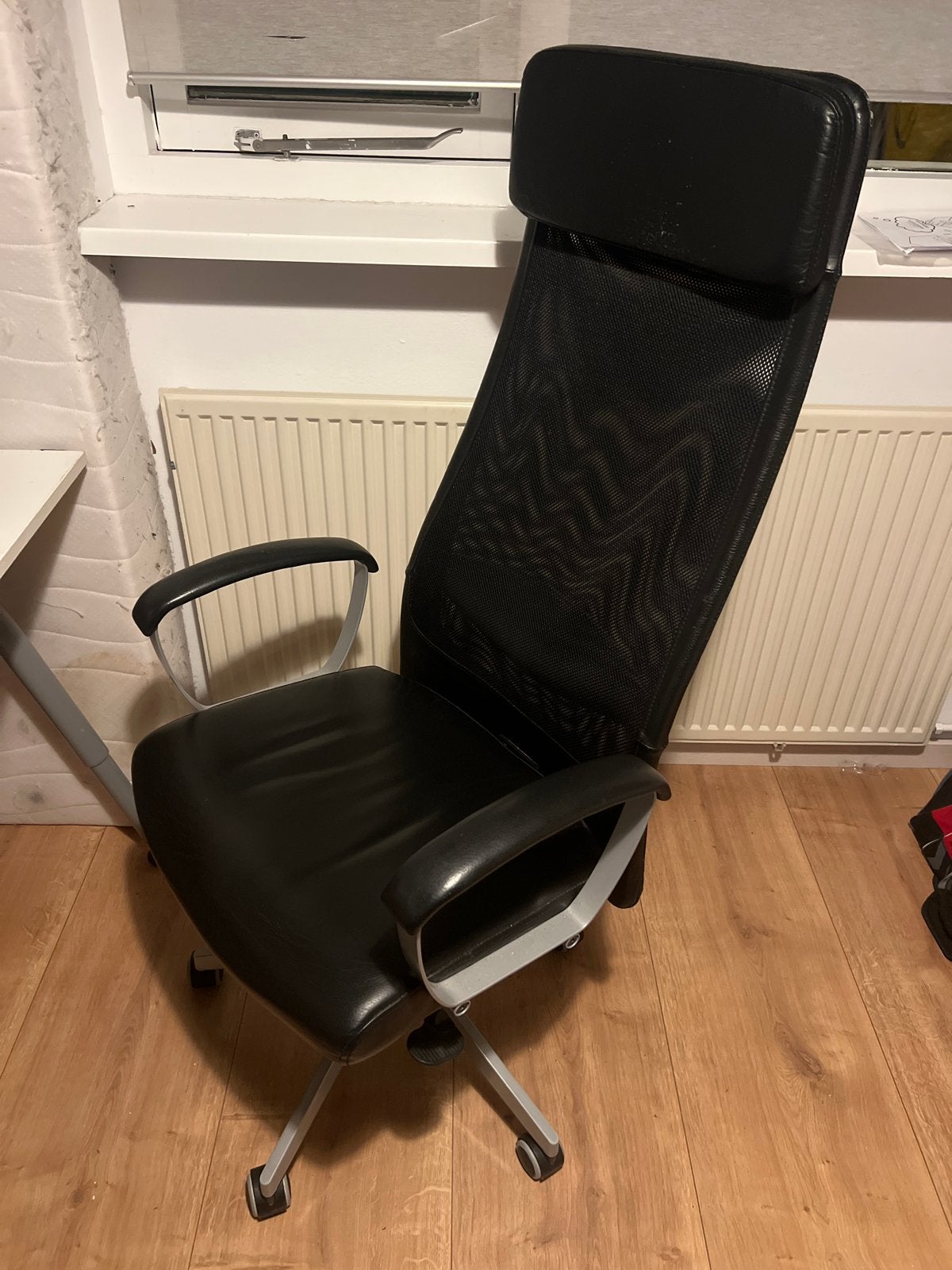 IKEA Markus bureaustoel - Zwart leer, Ophalen, Gebruikt, Zwart, Bureaustoel