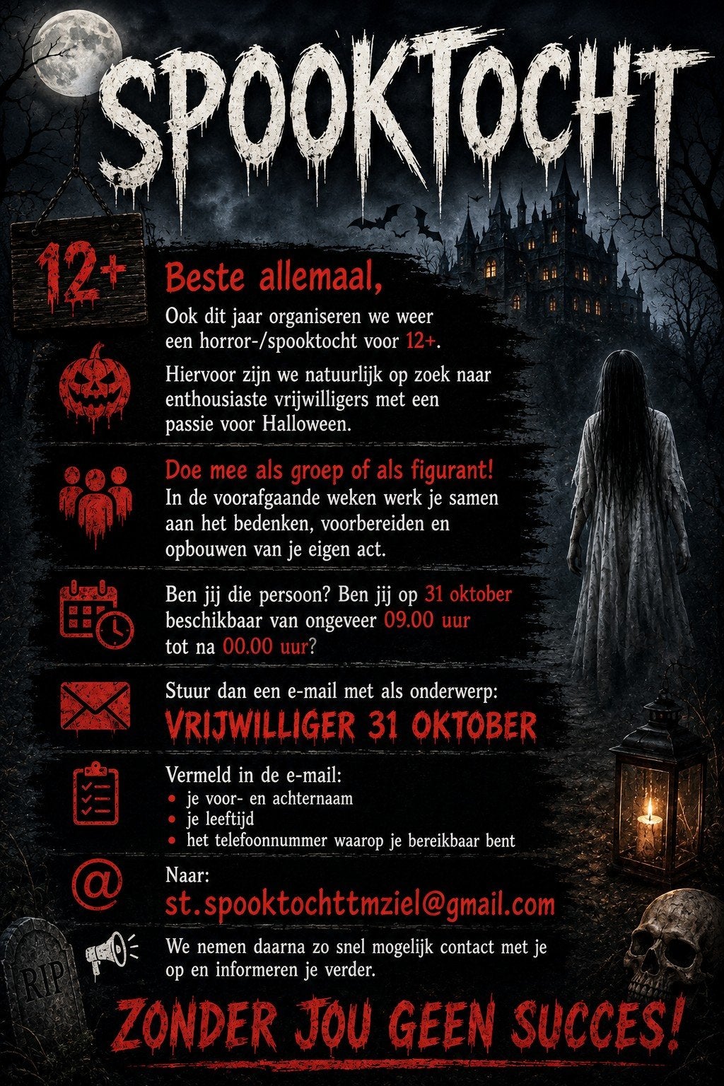 Spoken gezocht voor spooktocht  31oktober, Ophalen