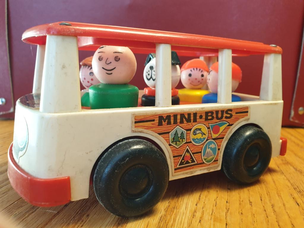 Vintage Fisher Price minibus, Ophalen of Verzenden, Gebruikt, Speelset