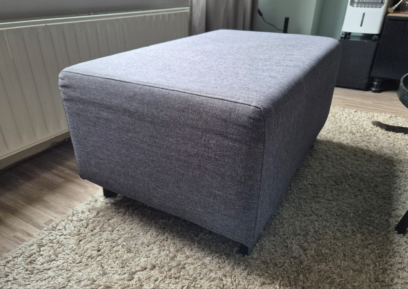 voetenbank poef hocker grijs, Huis en Inrichting, Ophalen, 75 tot 100 cm, Zo goed als nieuw, Rechthoekig