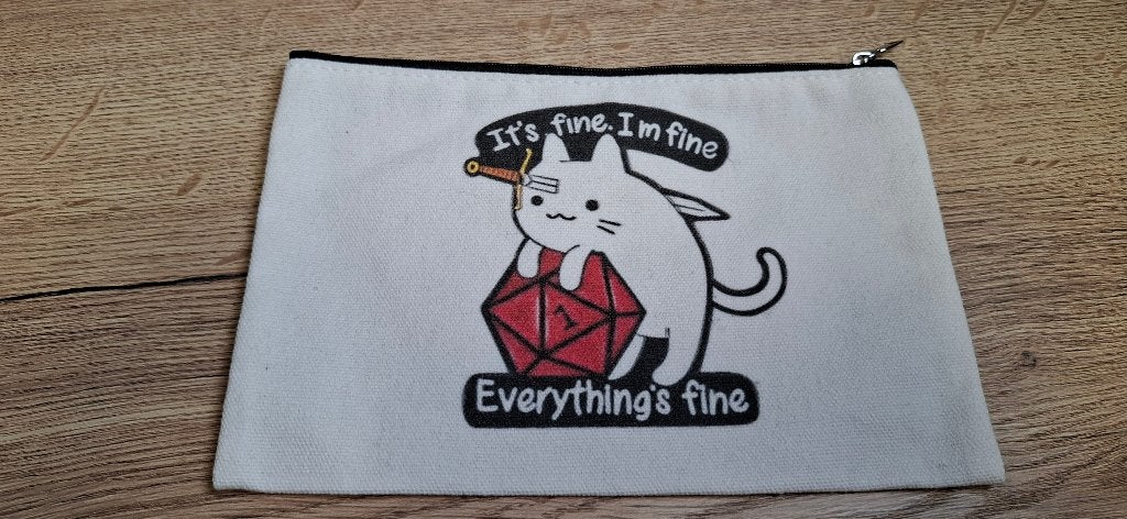 D&D Dice Bag It's Fine, Everything's Fine D20 Kat (23x15 cm), Onbekend, Ophalen of Verzenden, Onbekend, Onbekend