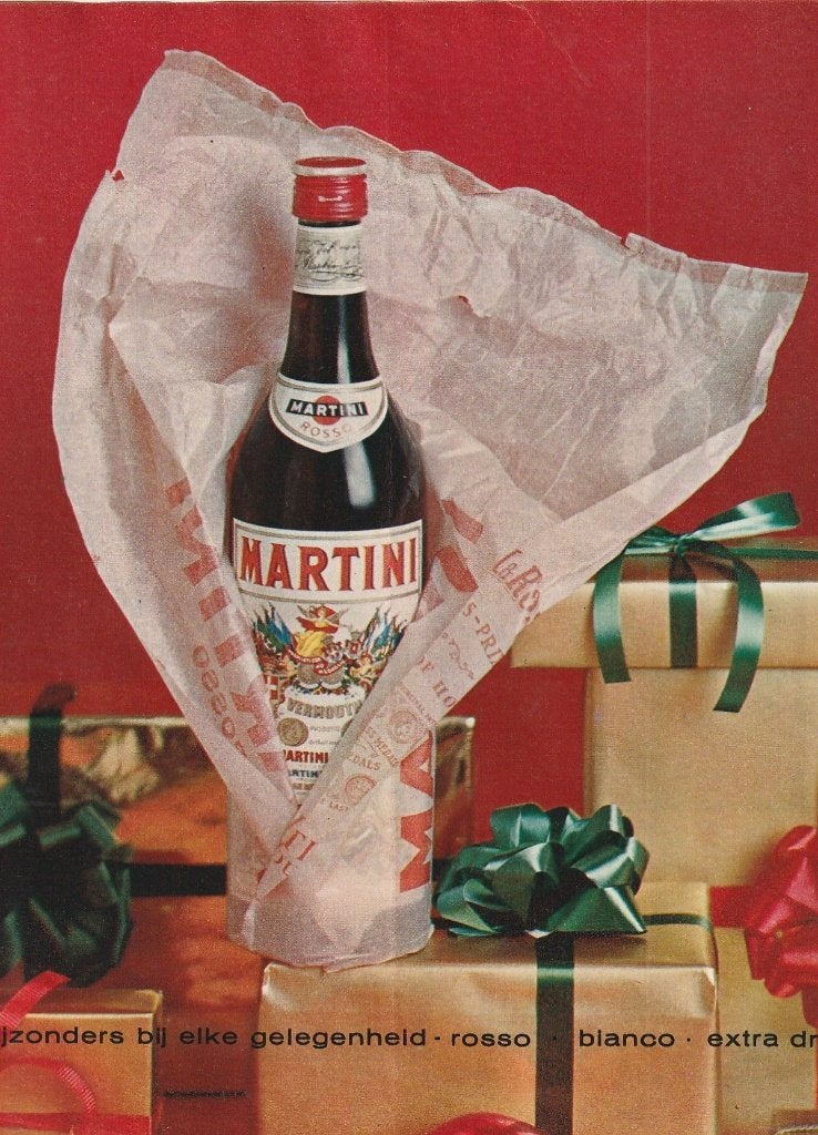 Retro reclame 1966 Martini vermouth Sinterklaas geschenk, Verzenden, Overige typen