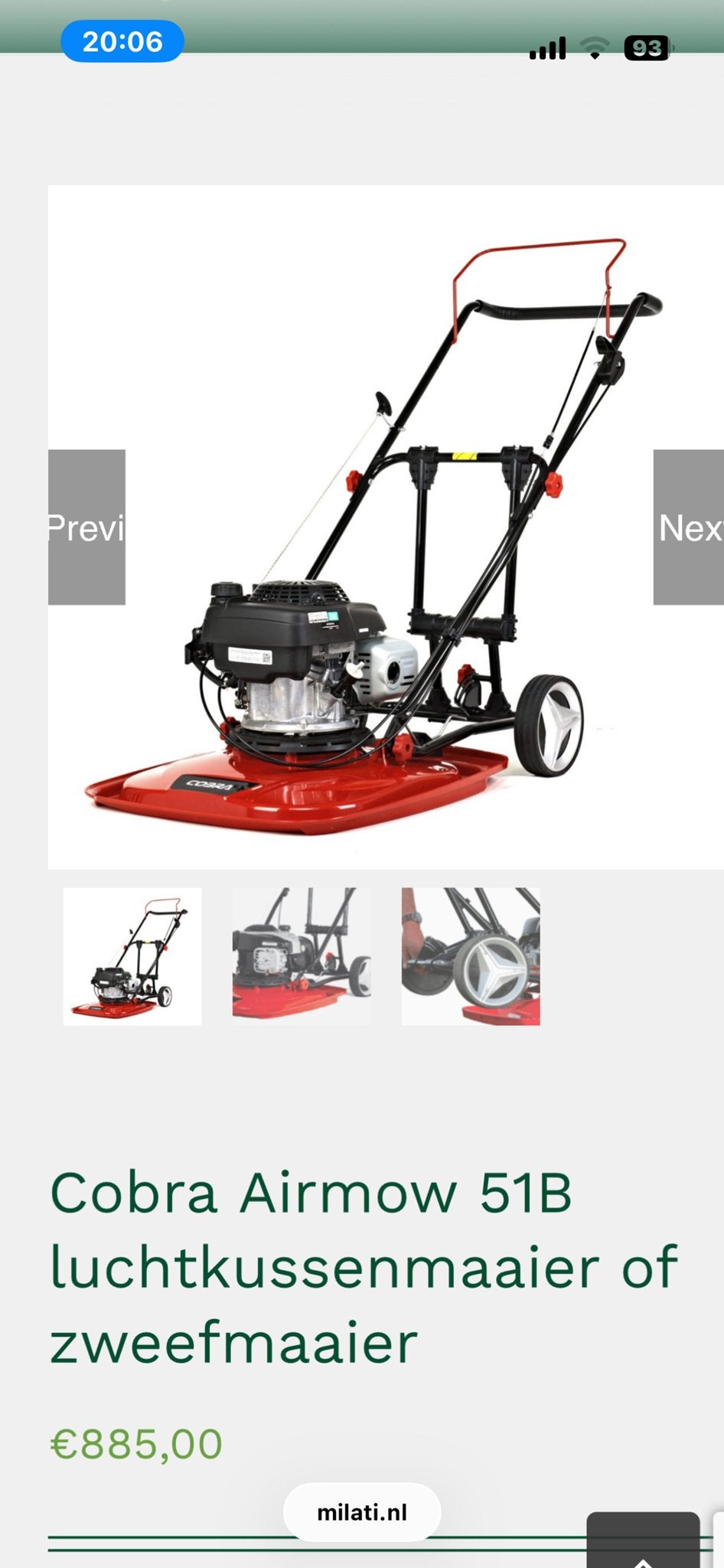 Cobra Airmow 51B Zweefmaaier - Benzine, Ophalen, Gebruikt, Mulchfunctie, Benzine-grasmaaier