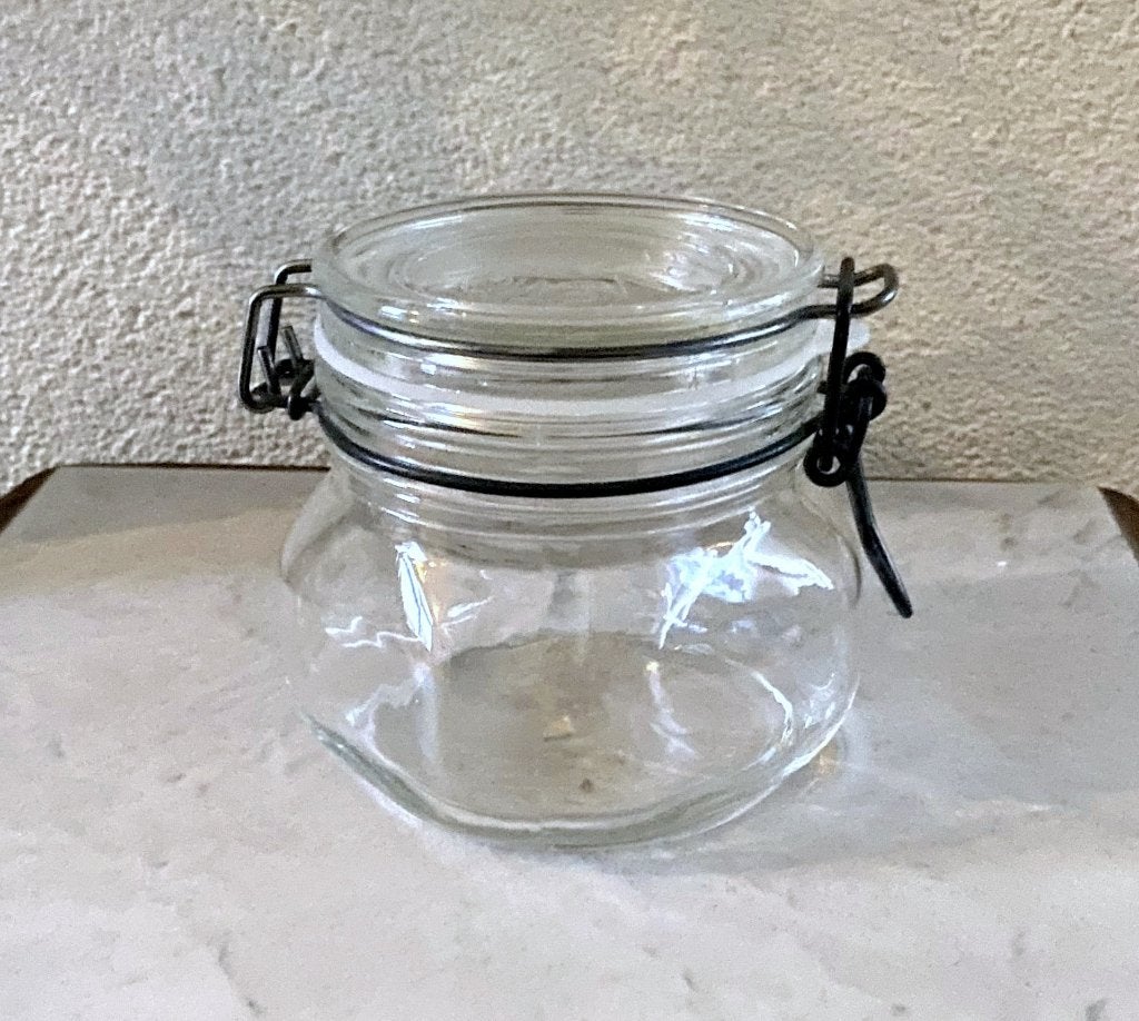 2 stuks retro / vintage weckpotten, groot en klein model, Pot, Bus of Blik, Met deksel, Ophalen of Verzenden, Glas