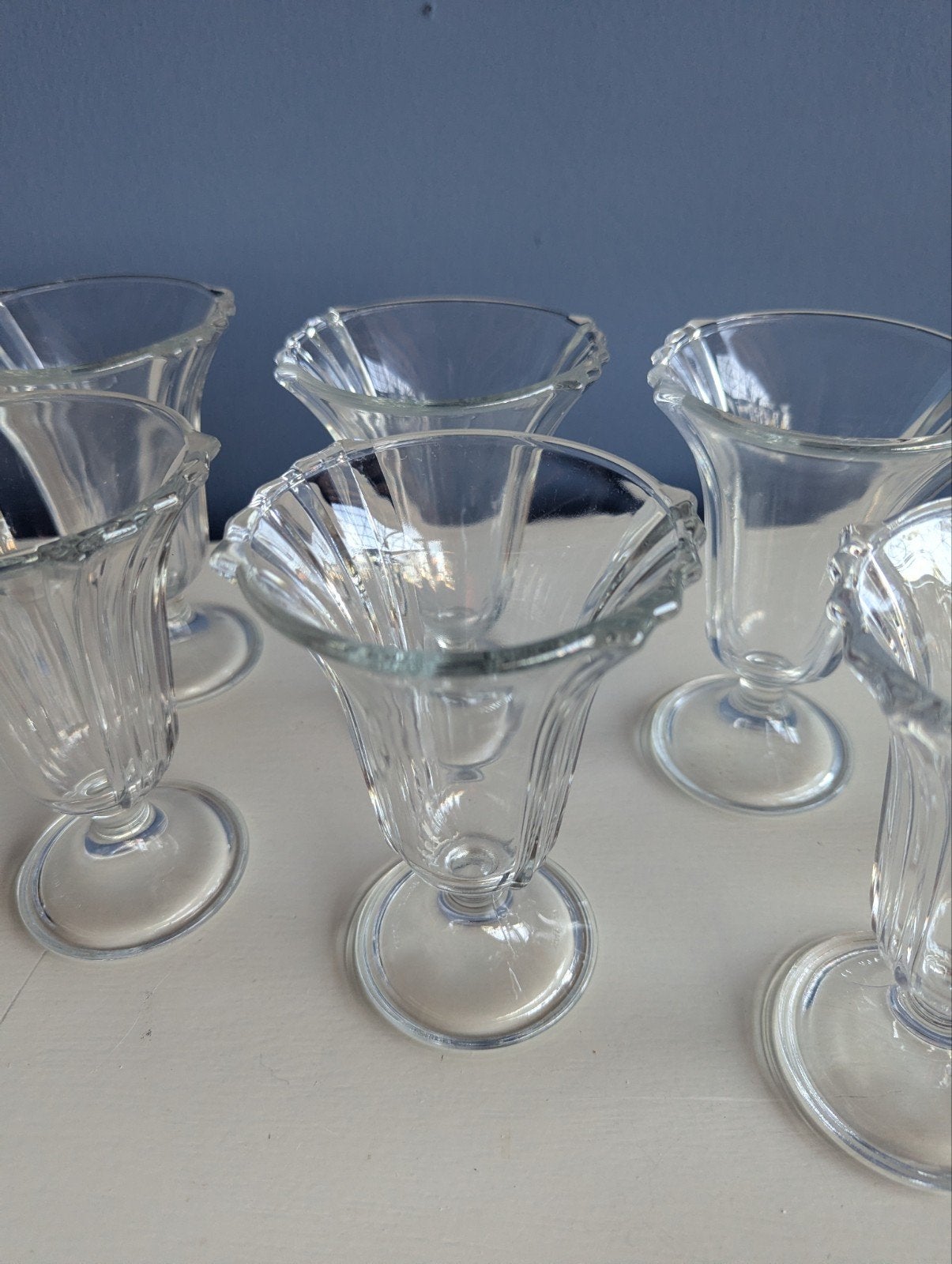 Set 6 vintage Italiaanse ijscoupe/ sundae ijs glazen, Huis en Inrichting, Keuken | Servies, Gebruikt, Glas of Glazen, Overige stijlen
