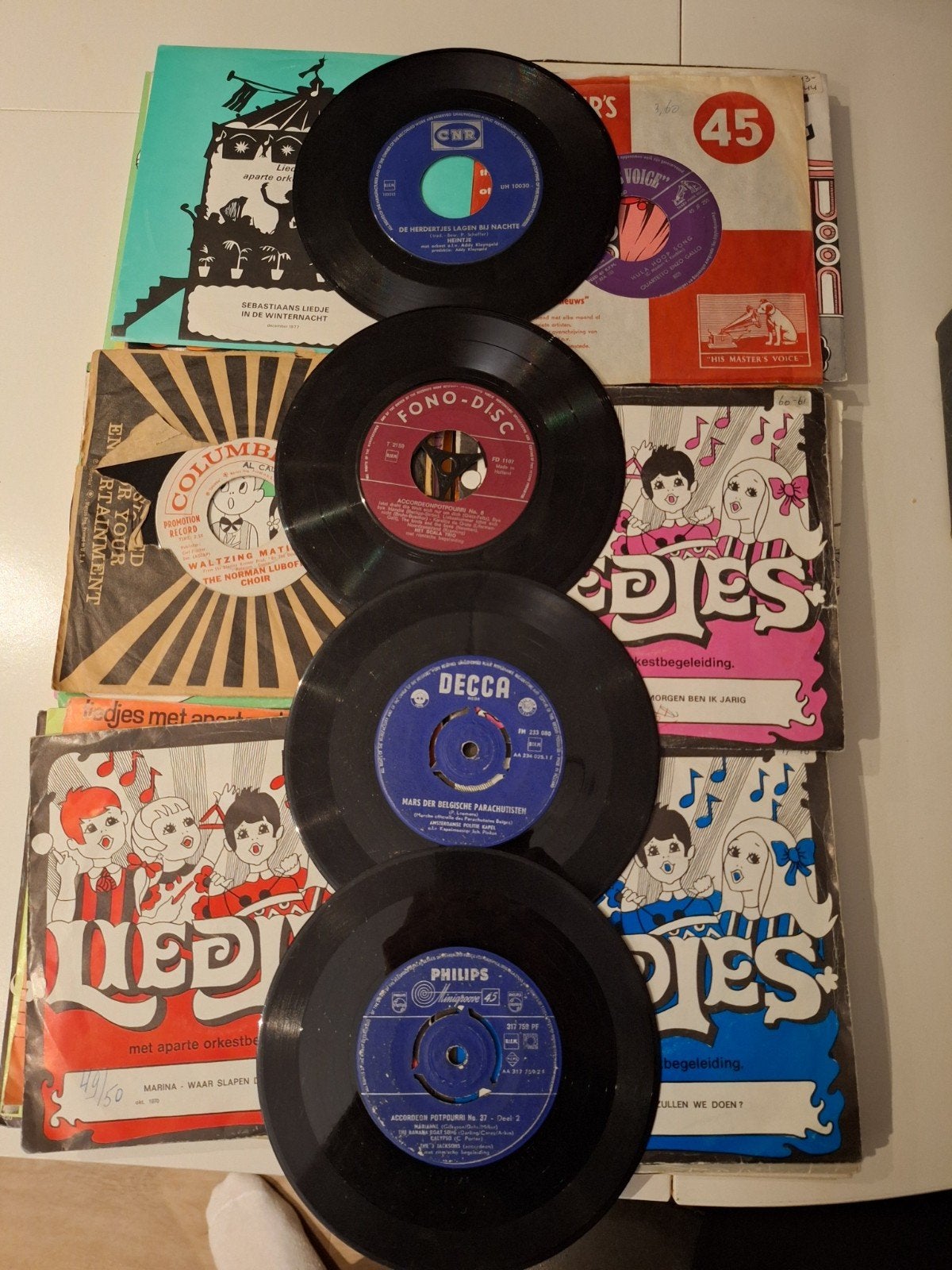 Grote collectie 45 toeren singles (kinderliedjes en meer), Ophalen, Gebruikt, Overige formaten, Kinderen en Jeugd