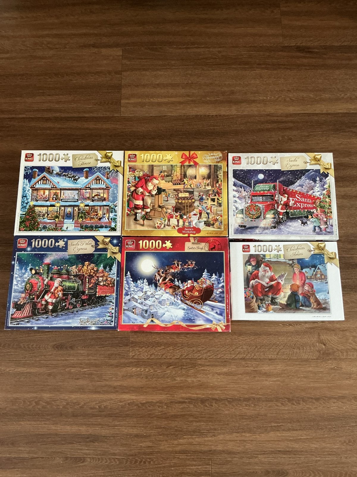 6 Kerstpuzzels van 1000 stukjes - King, Ophalen of Verzenden, 500 t/m 1500 stukjes, Gebruikt, Legpuzzel