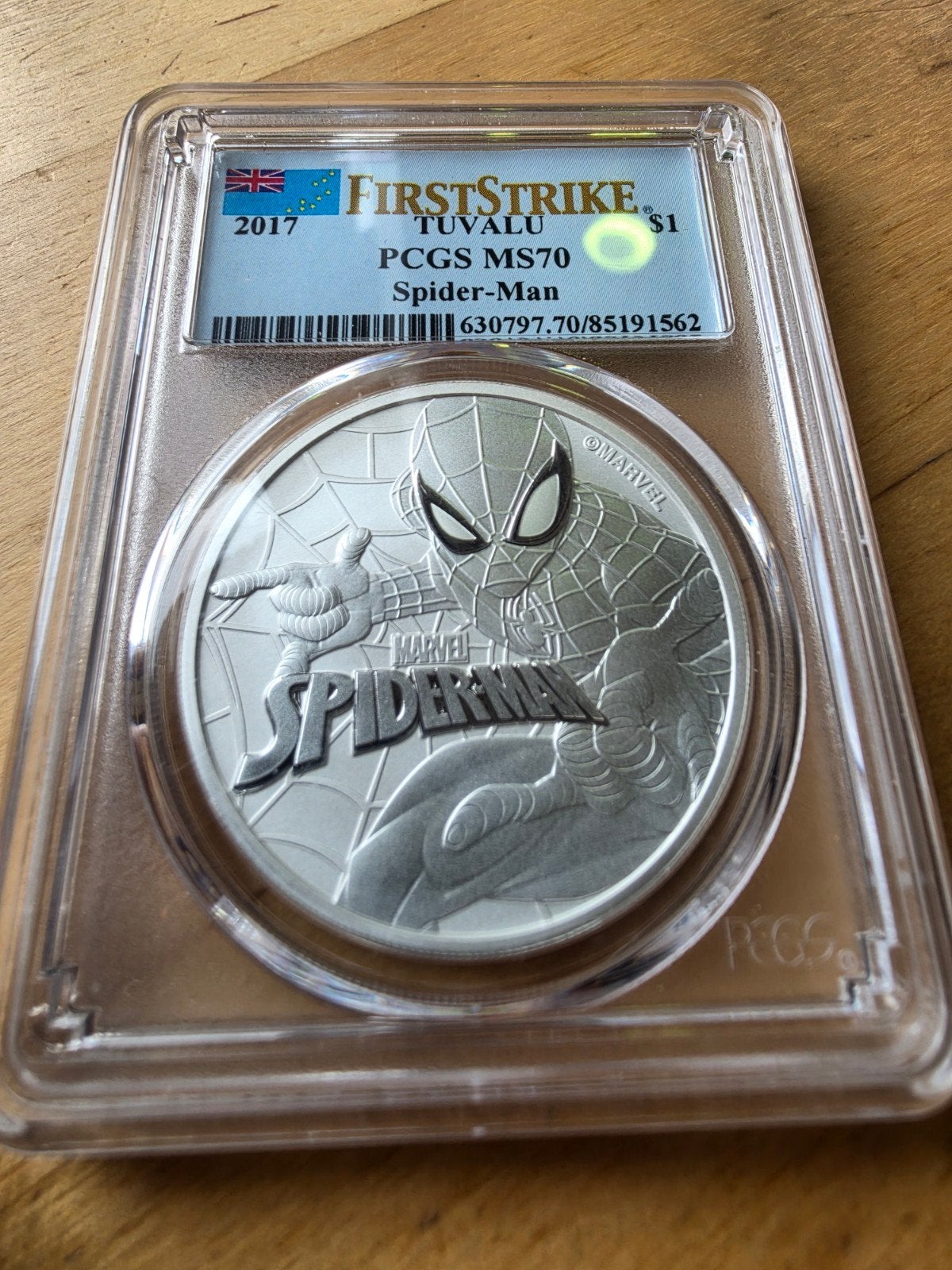 Zilver 1 oz Spiderman 2017 Tuvalu Marvel MS 70, Ophalen of Verzenden, Zilver