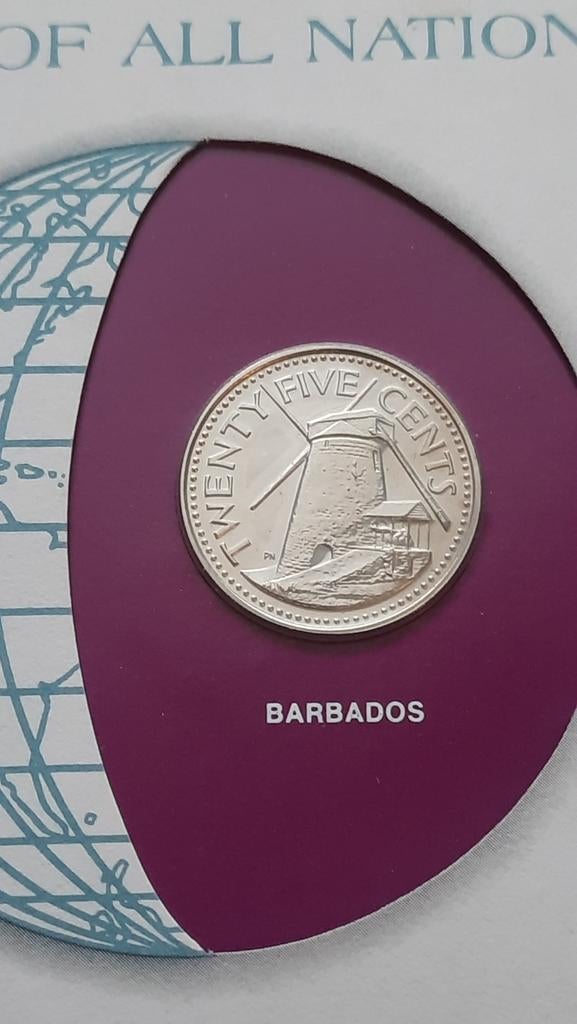 25 CENT 1979 BARBADOS FRANKLIN MINT COINS OF ALL NATIONS., Ophalen of Verzenden, Midden-Amerika, Setje