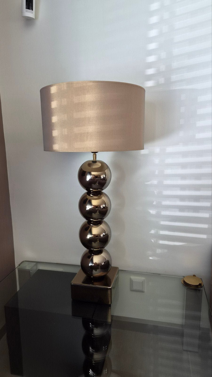 grote tafellamp bollen keramiek donker goud, Ophalen, Overige merken, Goud, Met kap