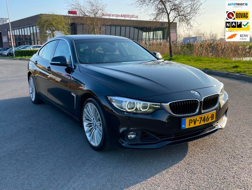BMW 4 Serie Gran Coupé 418i High Executive Aut, 5drs, Leder, Auto's, BMW, Automaat, Gebruikt, Zwart, 19 km/l