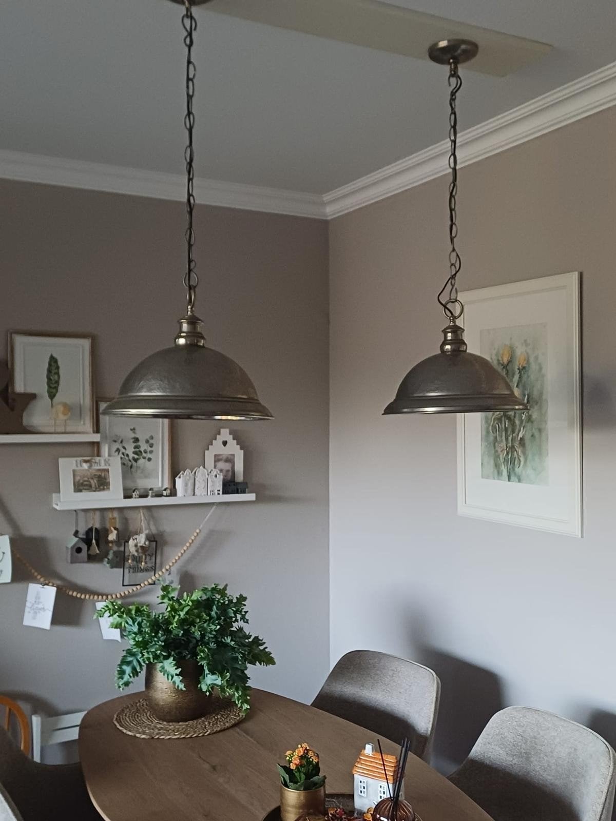 Hanglampen (2 stuks) Loods 5 met houten plank, Gebruikt, Industrieel, Landelijk, Hout, E27 (groot)