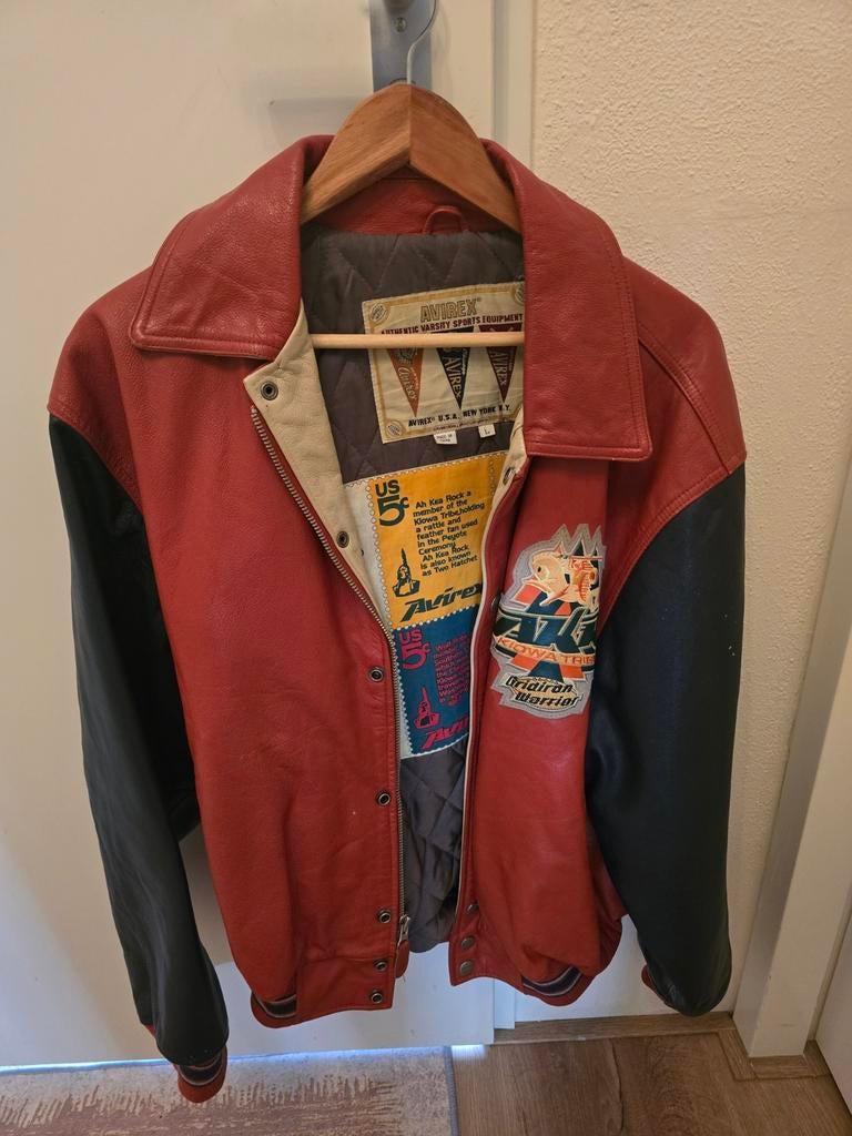 Avirex leren jas – vintage – Warrior / Native patch maat l, Ophalen of Verzenden, Zo goed als nieuw, Maat 52/54 (L), Bruin