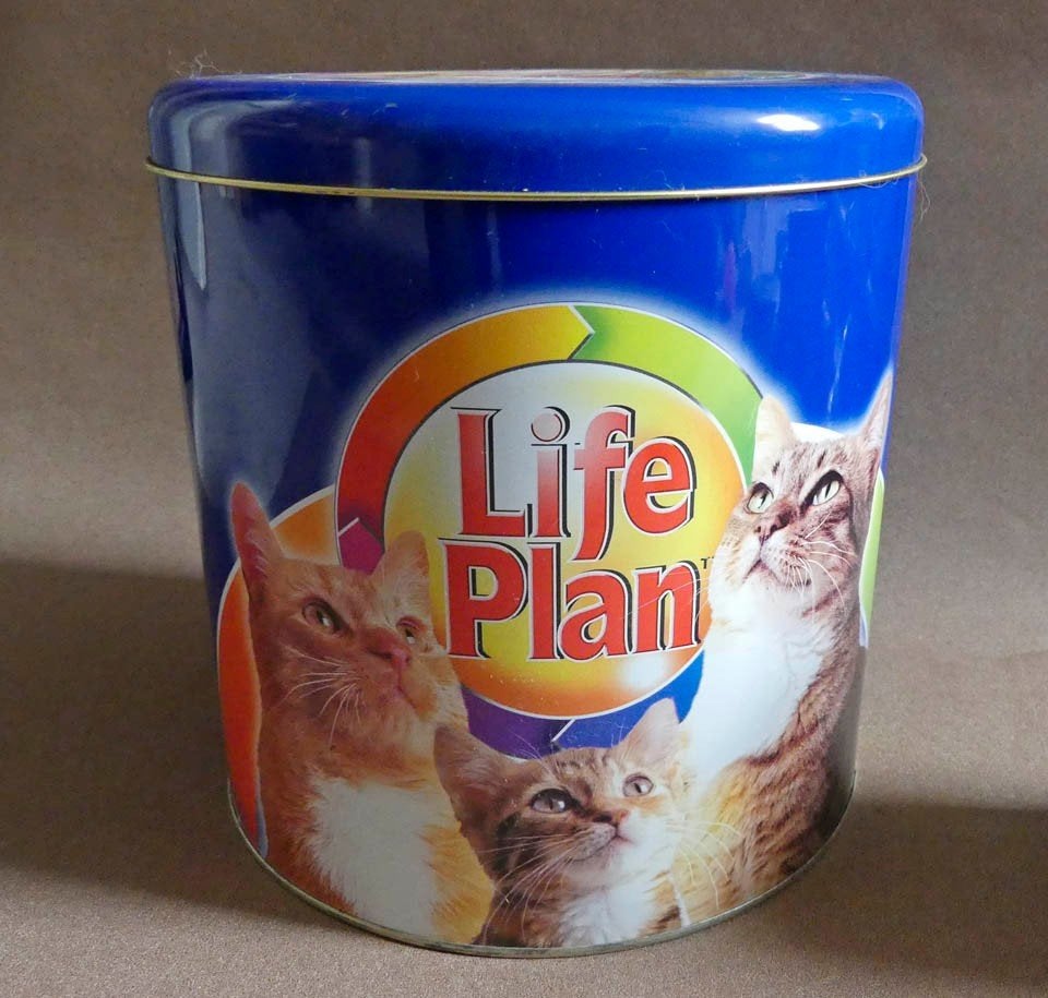 Friskies Life Plan blik groot poezenblik kat poes trommel, Verzamelen, Blikken, Ophalen of Verzenden, Gebruikt, Overige, Overige merken