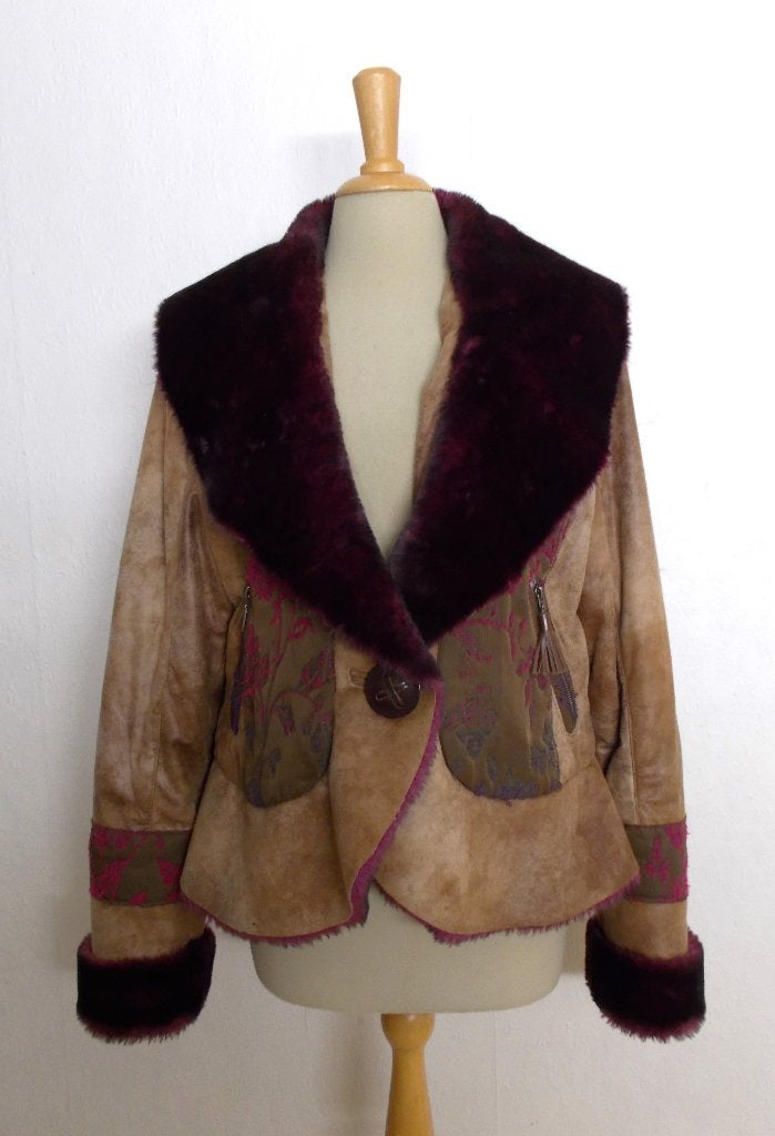 Stoer suede look jasje met fake fur bont van Creenstone! 40, Verzenden, Zo goed als nieuw, Maat 38/40 (M), Bruin
