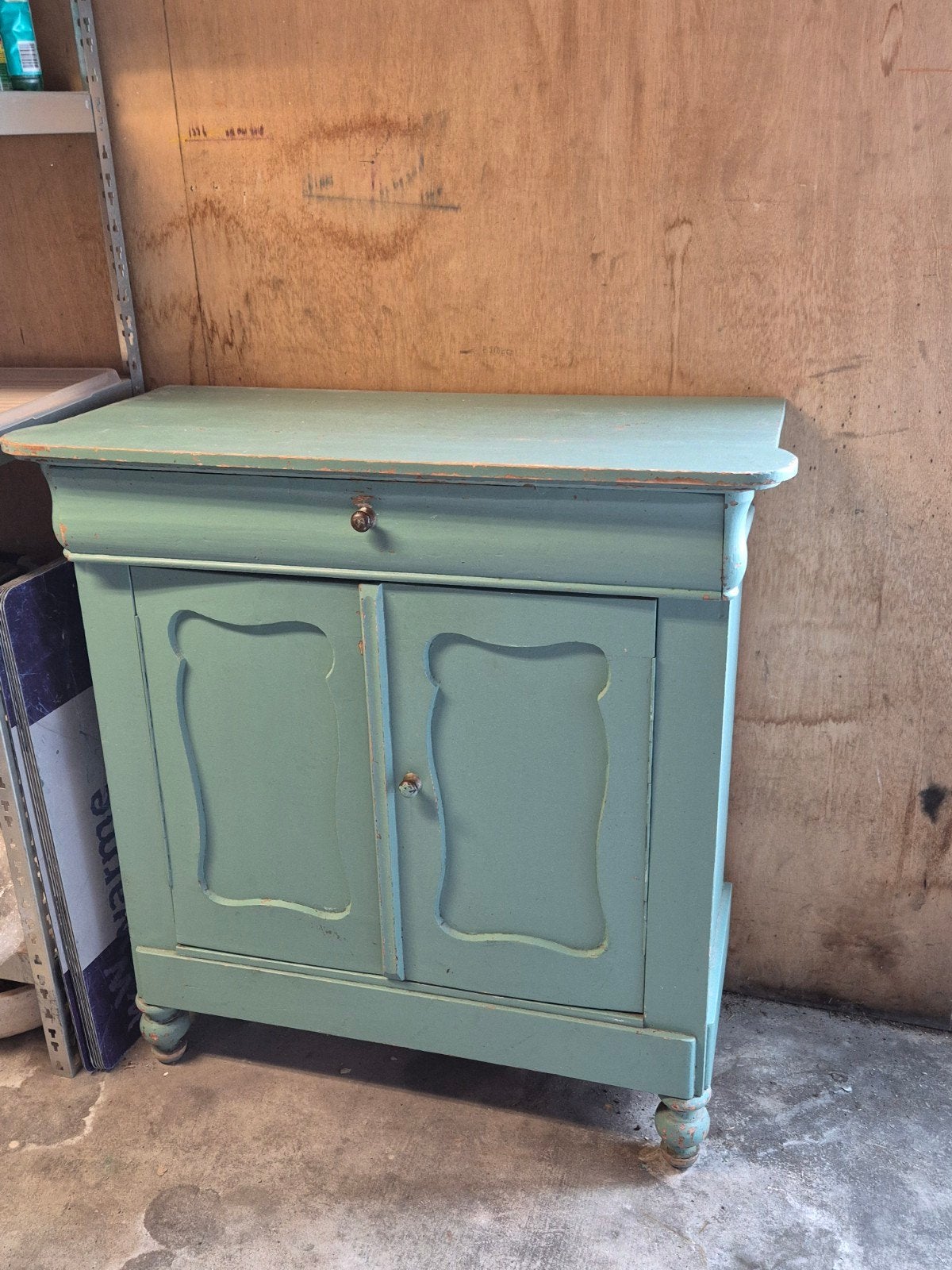 Brocante halkast, dressoir groen, Ophalen, Gebruikt, 25 tot 50 cm