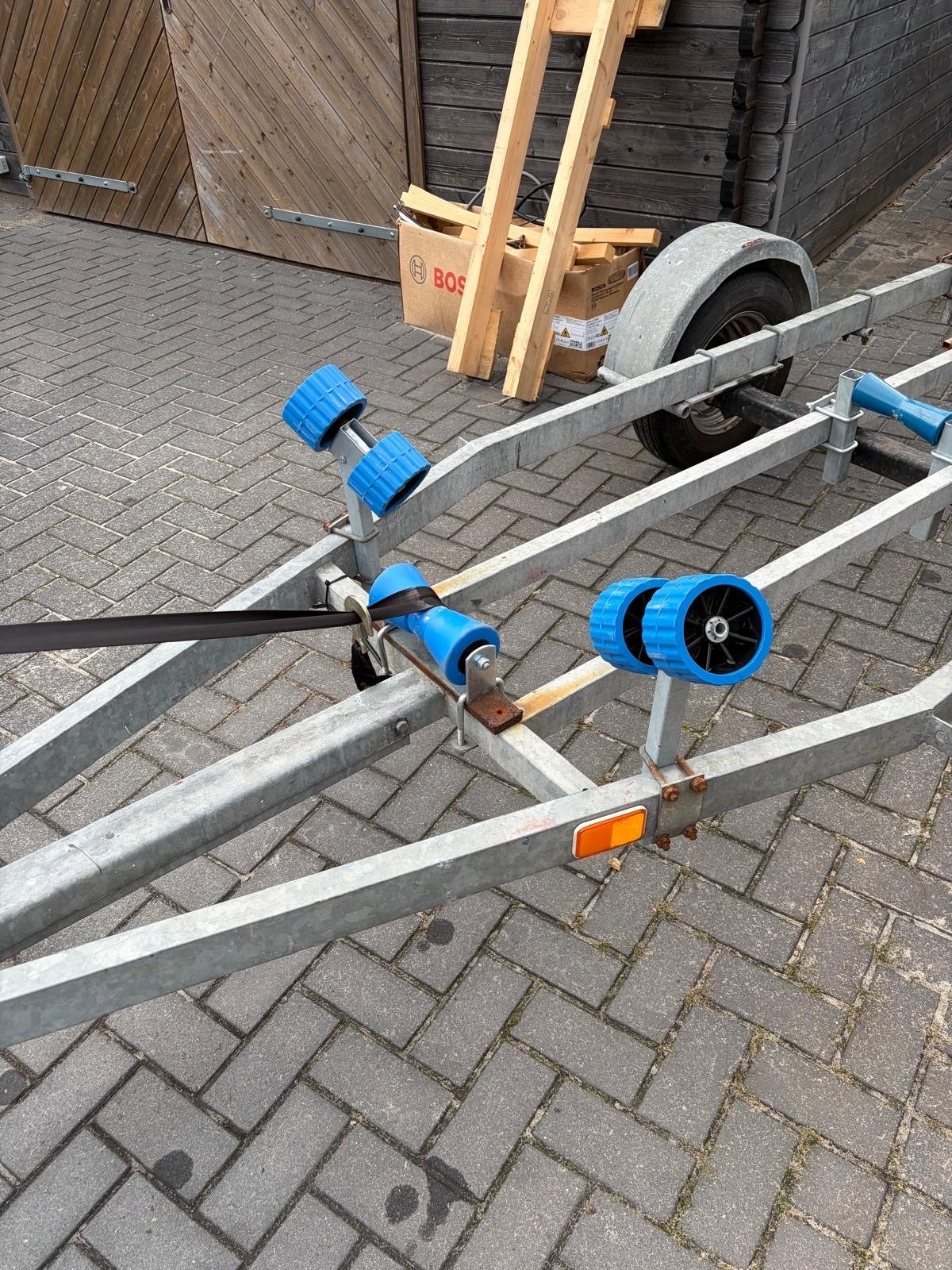 Pega Boottrailer met rollen - Gebruikt, Watersport en Boten, Boottrailers, Ophalen, Minder dan 1500 kg, Gebruikt, Sloepentrailer