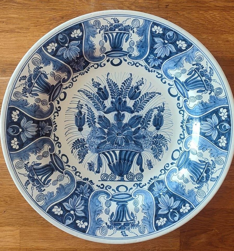 Prachtige Delft blauwe schotel / wandbord 42 cm, Ophalen
