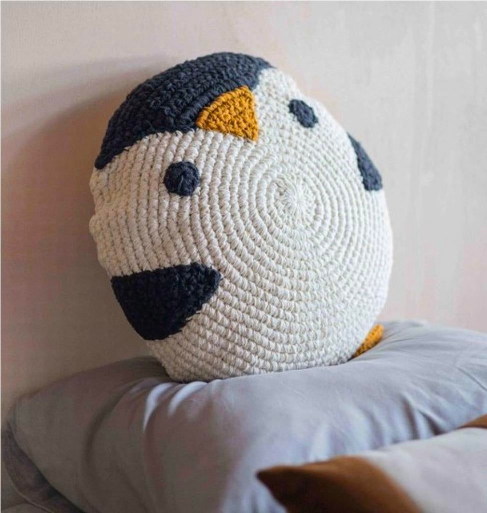 KidsDepot Gehaakt Pinguïn Kussen - Ø50 cm, Ophalen of Verzenden, Nieuw, Overige kleuren, Rond
